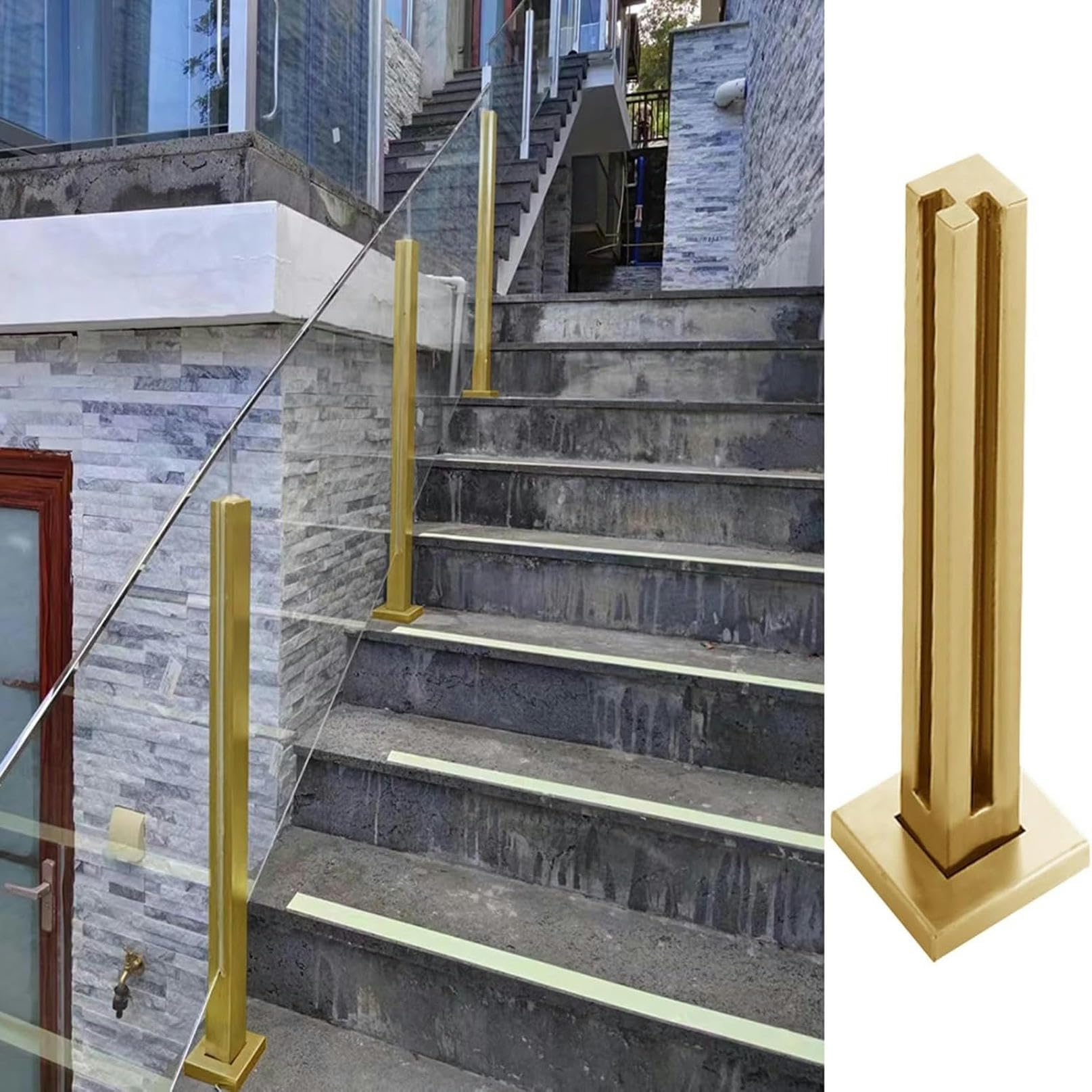 Poteau de rampe d'escalier en verre en acier inoxydable pour rambarde intérieure