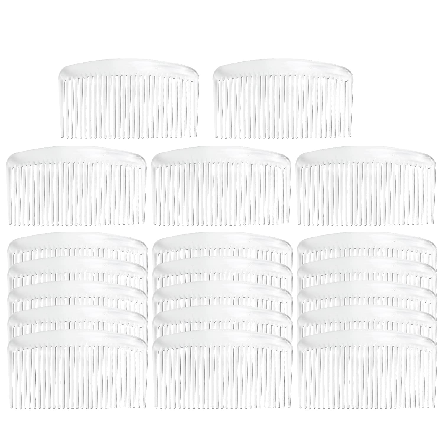 Lawie 20 Pack Clear White Large Plastic Hair Side Comb With Long Teeth Hairpins Grips Barrettes Clamps Bows for Women Bridal Wedding Veil Decorative Headpiece French Twist Updo Bun Accessories