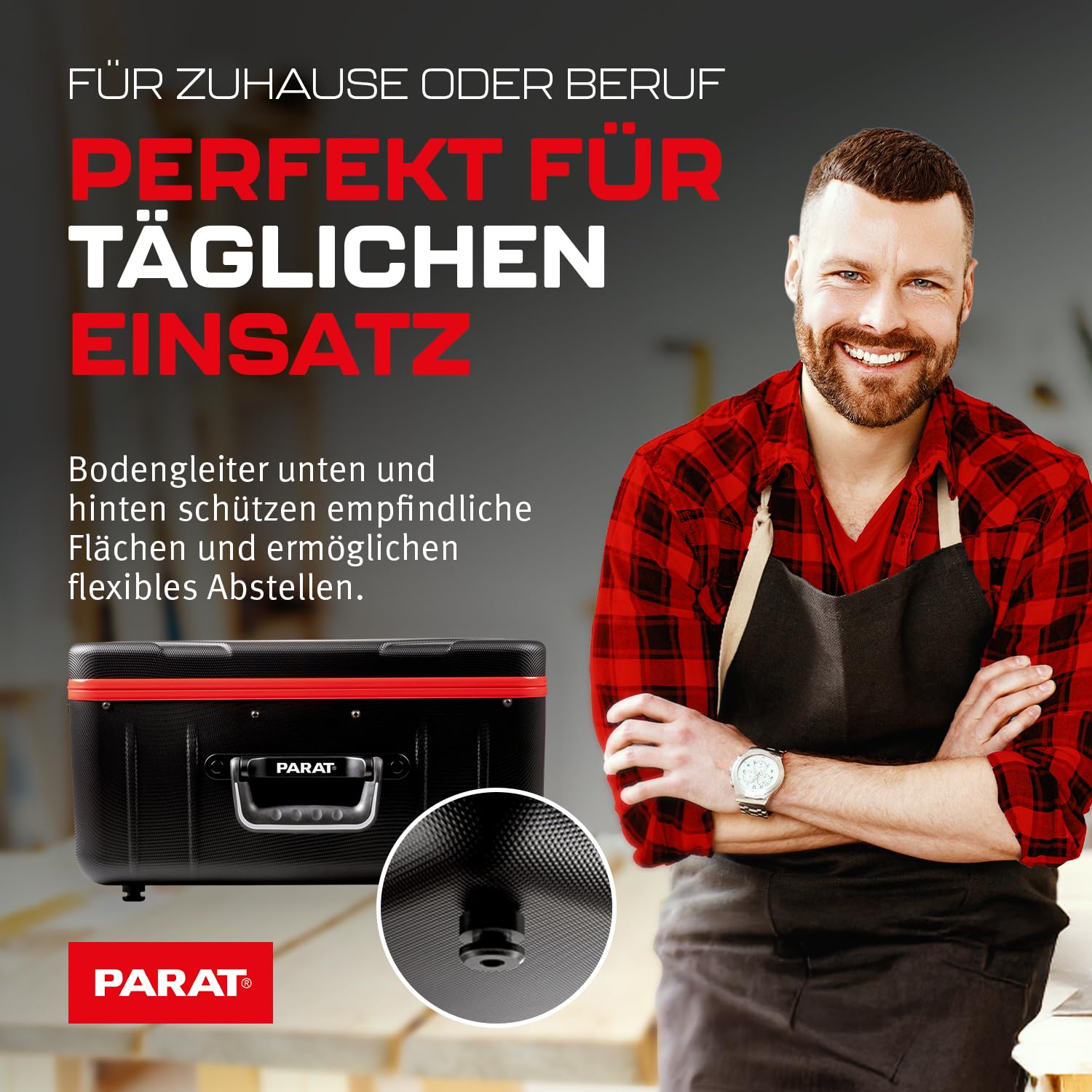 PARAT PARACTIVE 35 S walizka narzędziowa pusta 35 l | designerska walizka na narzędzia z aluminiową ramą i dolną miską XL | wysokiej jakości walizka na narzędzia z nylonowymi przegródkami i kieszenią