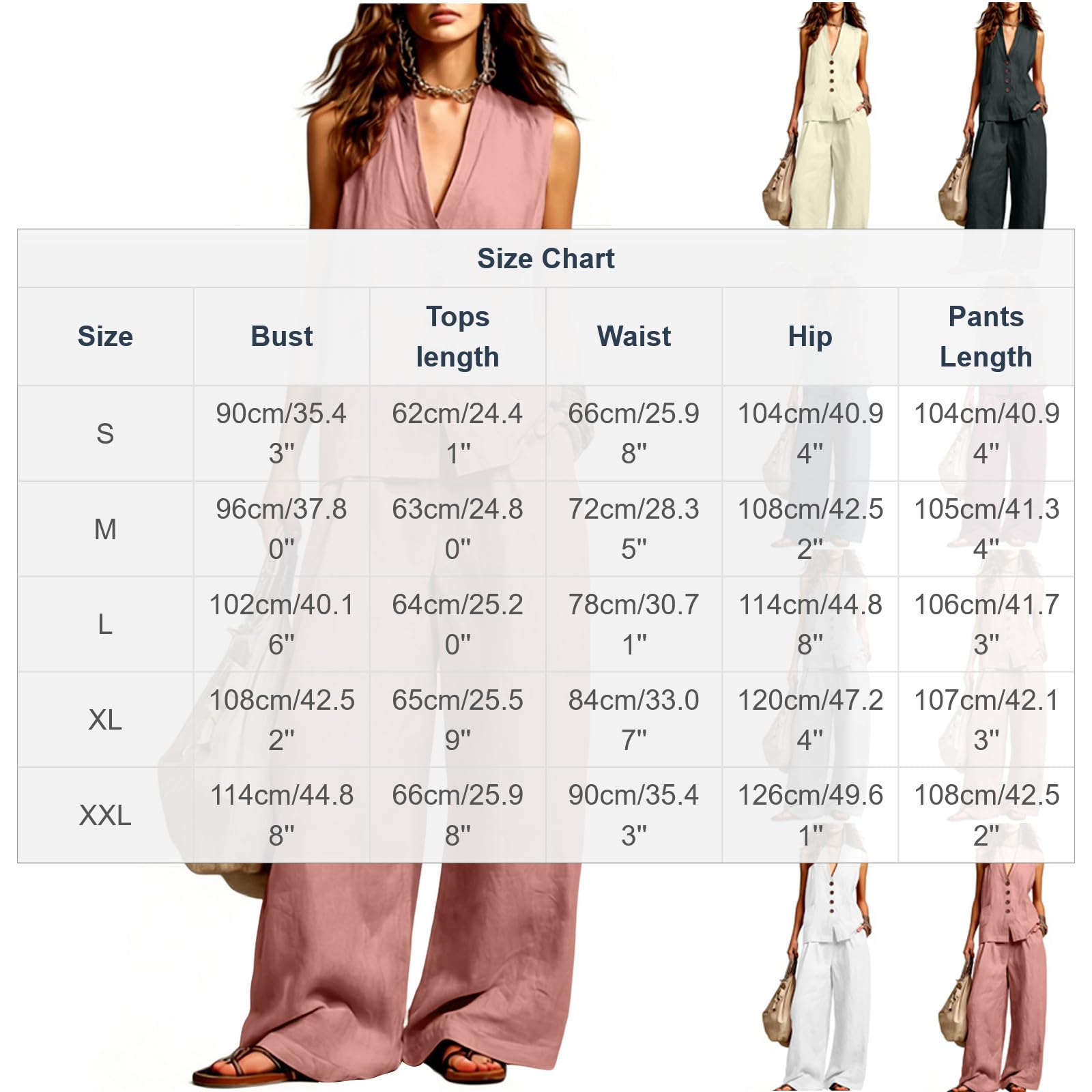 HAOLEI Conjunto Mujer Vestir Dos Piezas Casual Elegante Traje de Verano Ligero Chándal Cuello V Camiseta Sin Mangas y Pantalones Ancha Cómodo Transpirable Ropa Playa Vacaciones Oficina Trabajo