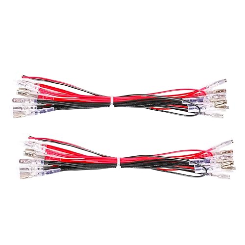 Miniatura 5 de 2 unidades de cable de alimentación LED JST XH2.54 2Pin Plug a terminales de 0.110 pulgadas0.110 in arnés de cable de puente iluminado 20 botones