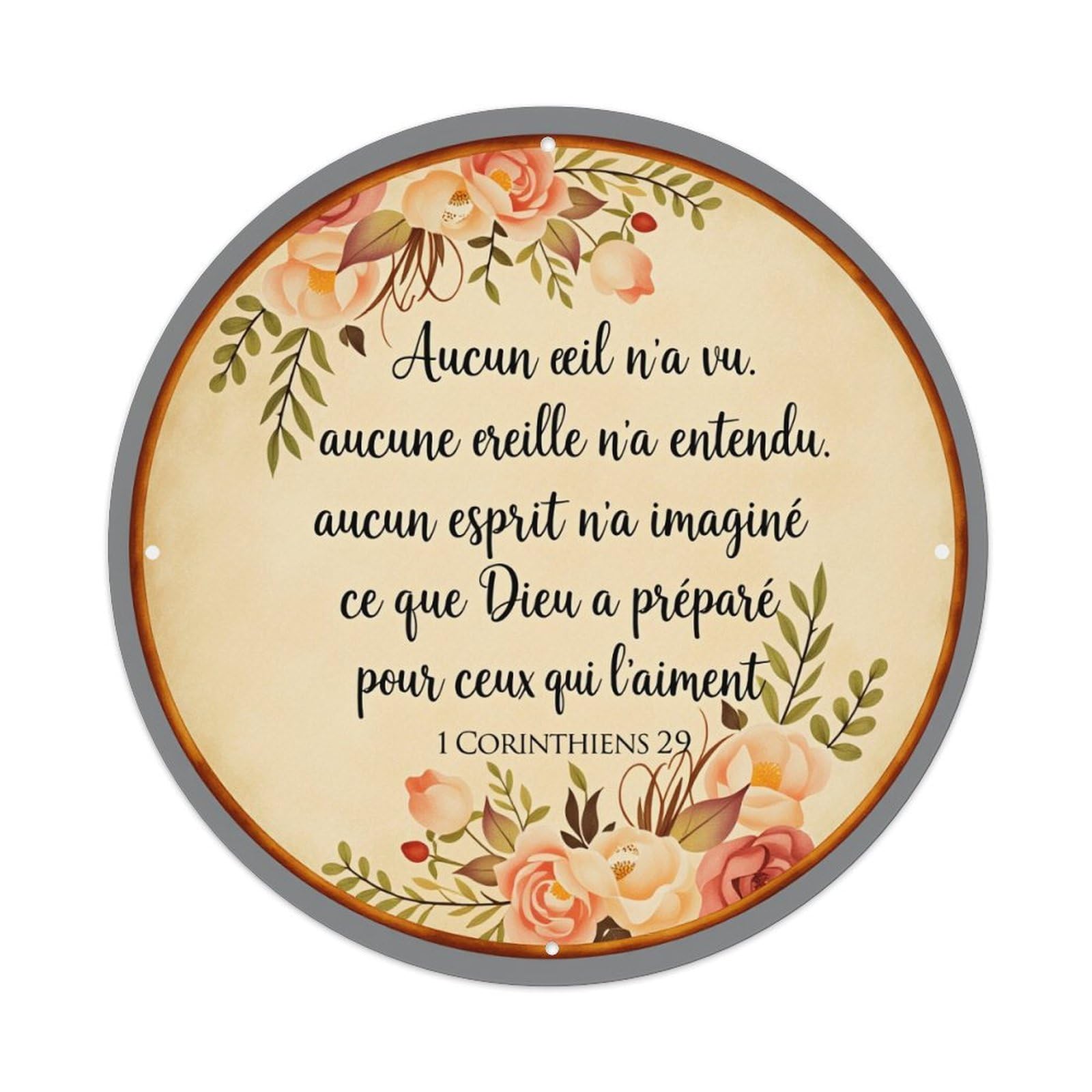 Floral Scripture Circle Design Metal Tin Sign Vintage Garden Bedroom Cafe Bar Man Cave Home Wall Decor Metal Poster 8x8 inches