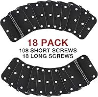 Vista 6 de Paquete de 18 bisagras para puerta interior, con esquinas redondeadas de radio de 5/8 de pulgada, de hierro, plana, herrajes de control, negro mate