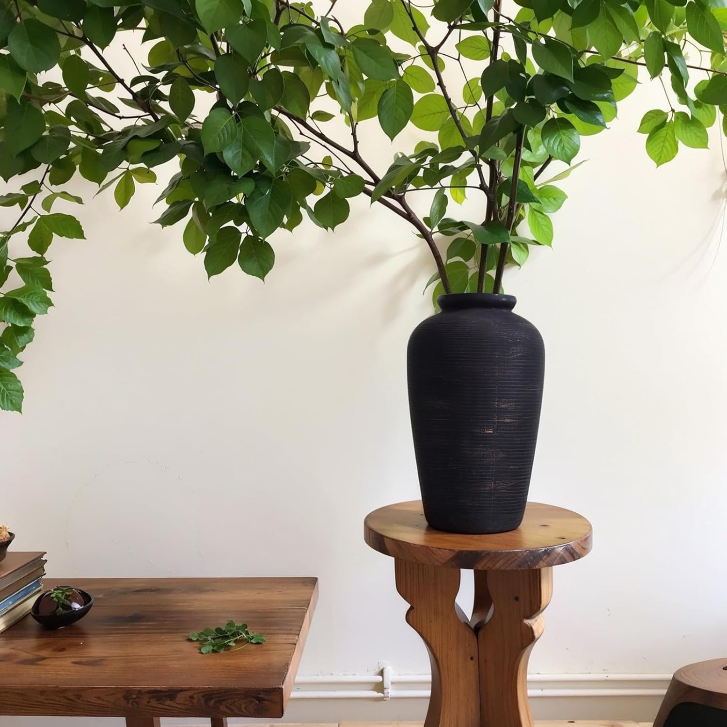 11” Large Ceramic Rustic Vase, Vintage Distressed Minimalist Decorative for Home Decor, Living Room, Entryway, Shelf, Table Centerpiece, Modern Farmhouse & Boho Style - Image 5