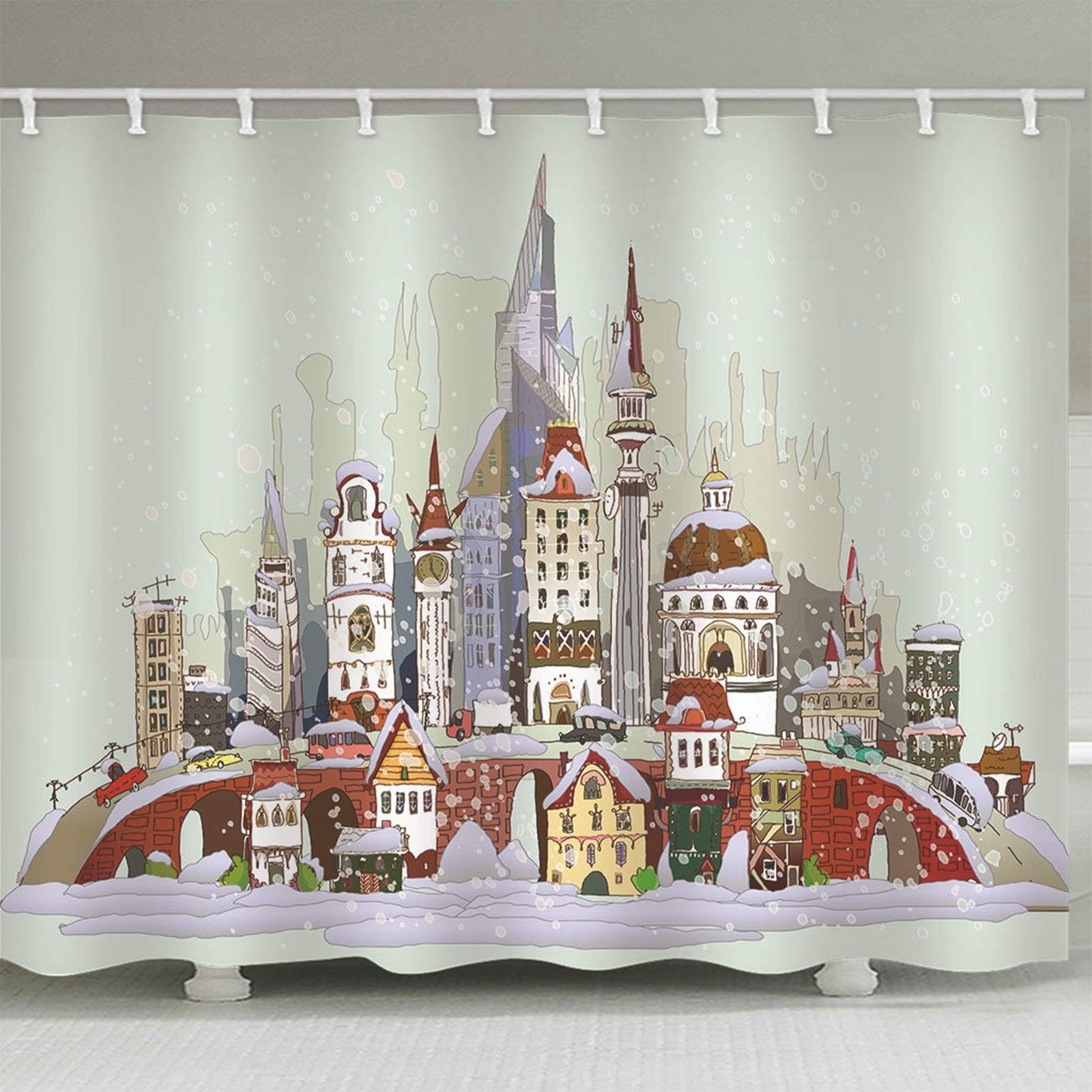 Cortina de ducha antimoho gris antimoho para cuartos de baño, cortina de ducha de poliéster con ganchos, cortina de ducha, 180 x 180 cm