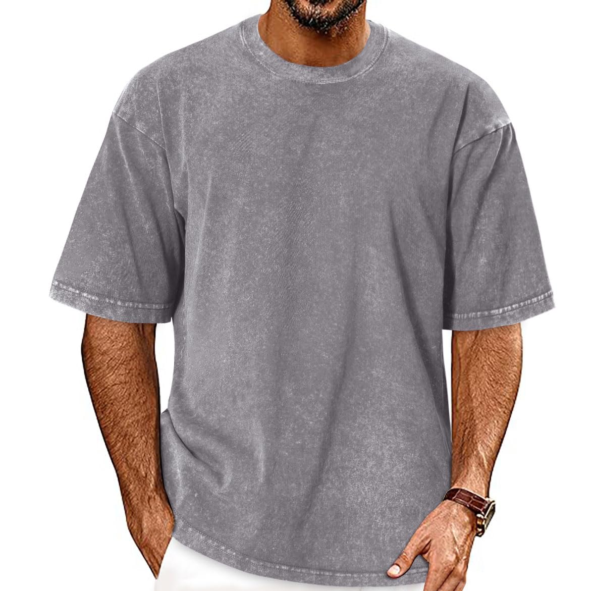 Oversized Tshirts for Men Short Sleeve Vintage Washed Basic Loose Tees