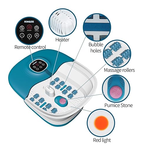 Miniatura 5 de Spa de baño de pies con calor y masaje y chorros 16 rodillos de masaje y burbujas masajeador eléctrico de baño de pies con piedra pómez bañera