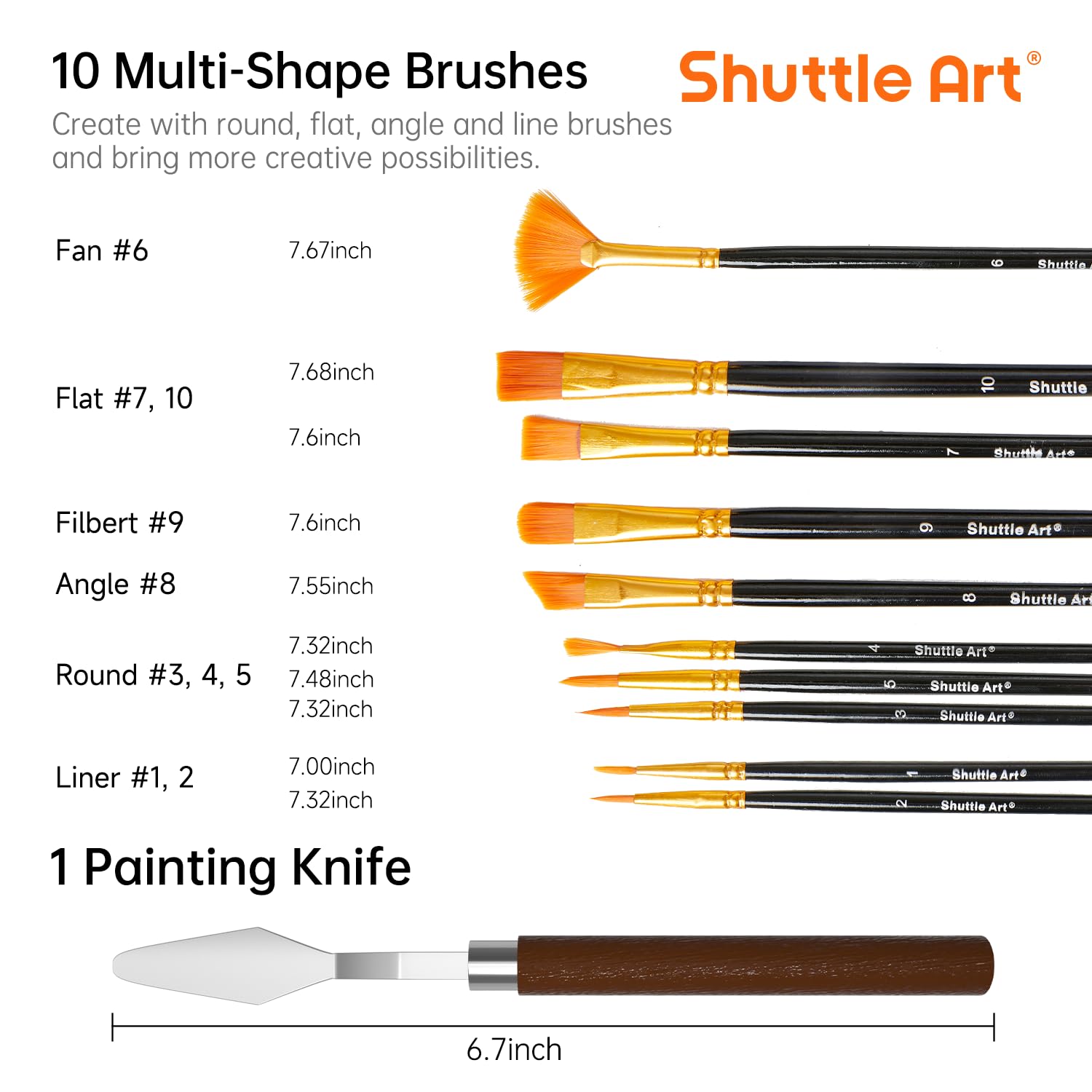 Zestaw PitturaAcrilica Shuttle Art 66 Farb akrylowych 22ml/Tubo 3 Spazzole, Qualità Professionale per Gli Artisti