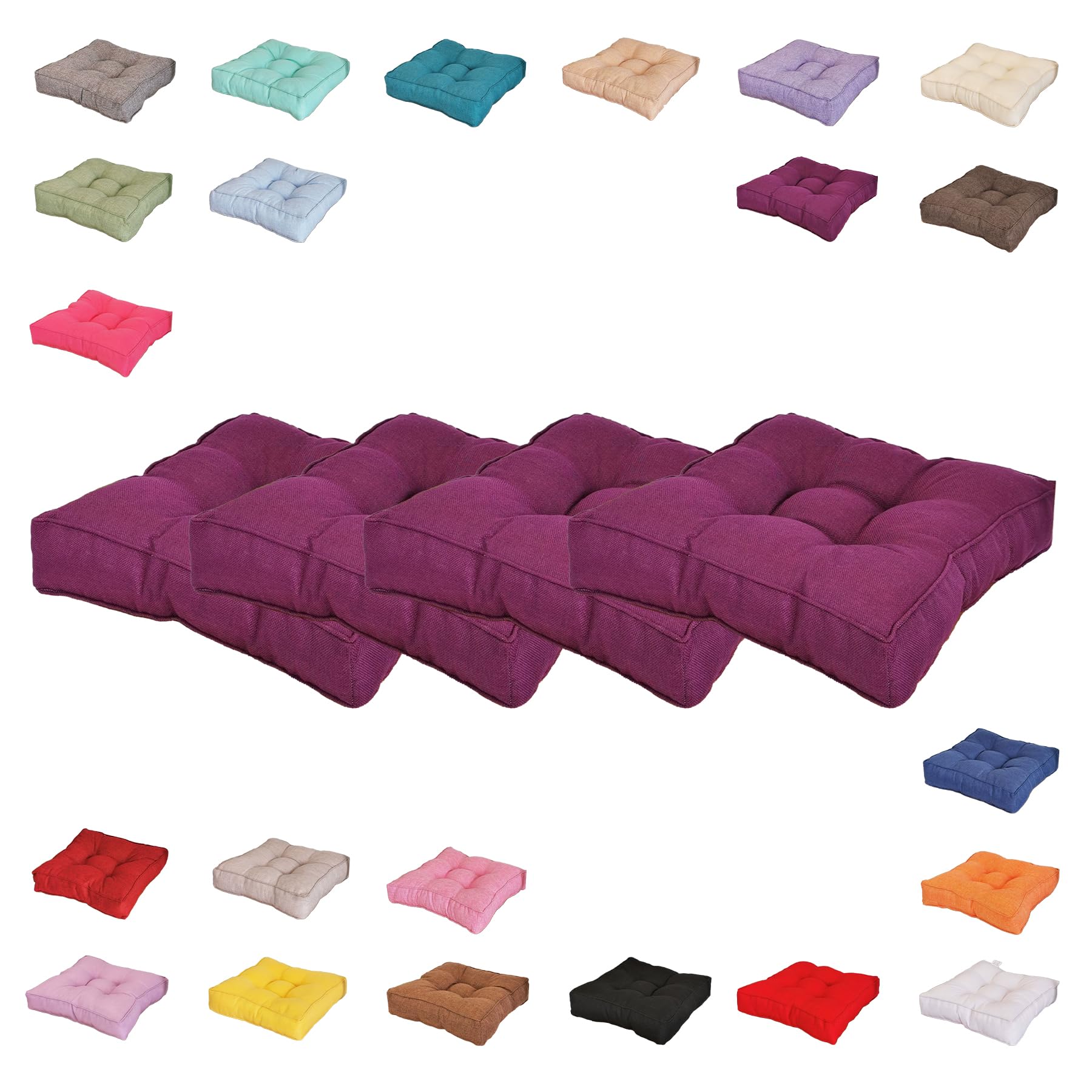 NIDSNID Dining/Garden Chair Cushion Seat Pad 40x40/45x45/50x50cm,9cm Thick Cushion Seat Pads,Soft Cotton Chair Pad Cushions for Office Home Garden (Dark Purple,4-Pc 40×40)