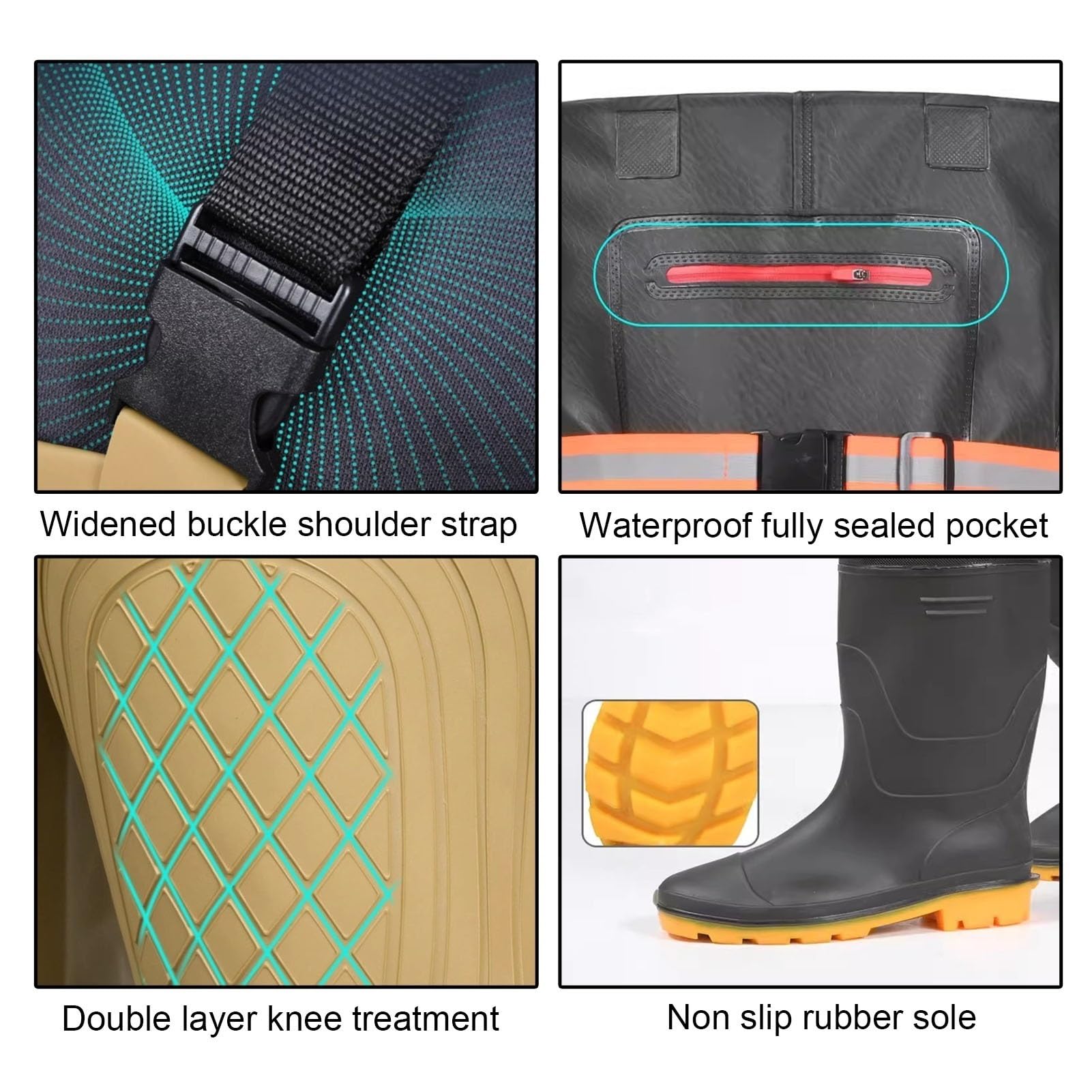 Wodery wędkarskie, wodery męskie, Wodoodporne, wodery do brodzenia na klatce piersiowej dla dorosłych mężczyzn i kobiet, buty do wędkowania i polowania na świeżym powietrzu, lekkie i antypoślizgowe