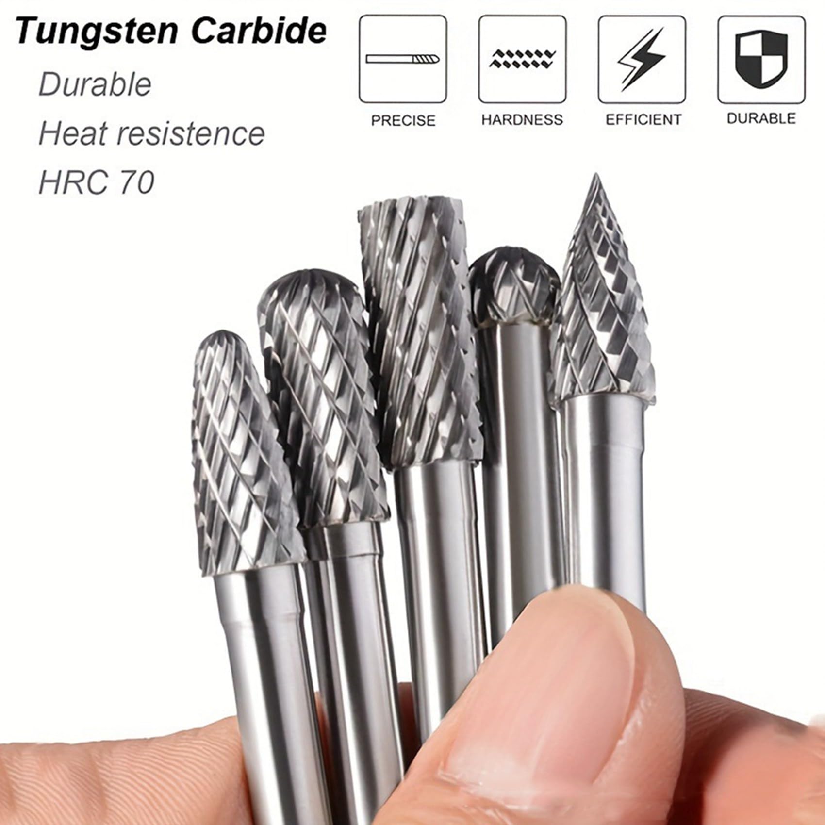 2Conjunto Kit de Fresas de Carburo de 1/4, Broca de Molienda con Vástago de 1/4, Broca para Herramienta Rotativa de Metal, Soldadura, Desbarbado de Piedra y Madera