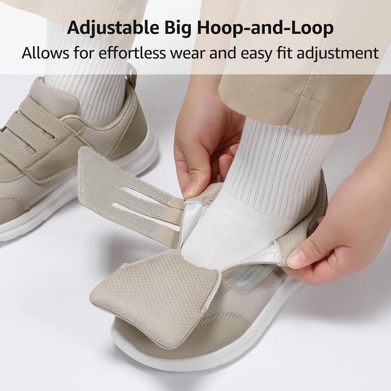 STQ Wide Toe Box Shoes Women, Hook and Loop Orthopedic Walking Shoe for Seniors, Bunions, Plantar Fasciitis, Hammertoes, Swollen Feet - Image 6