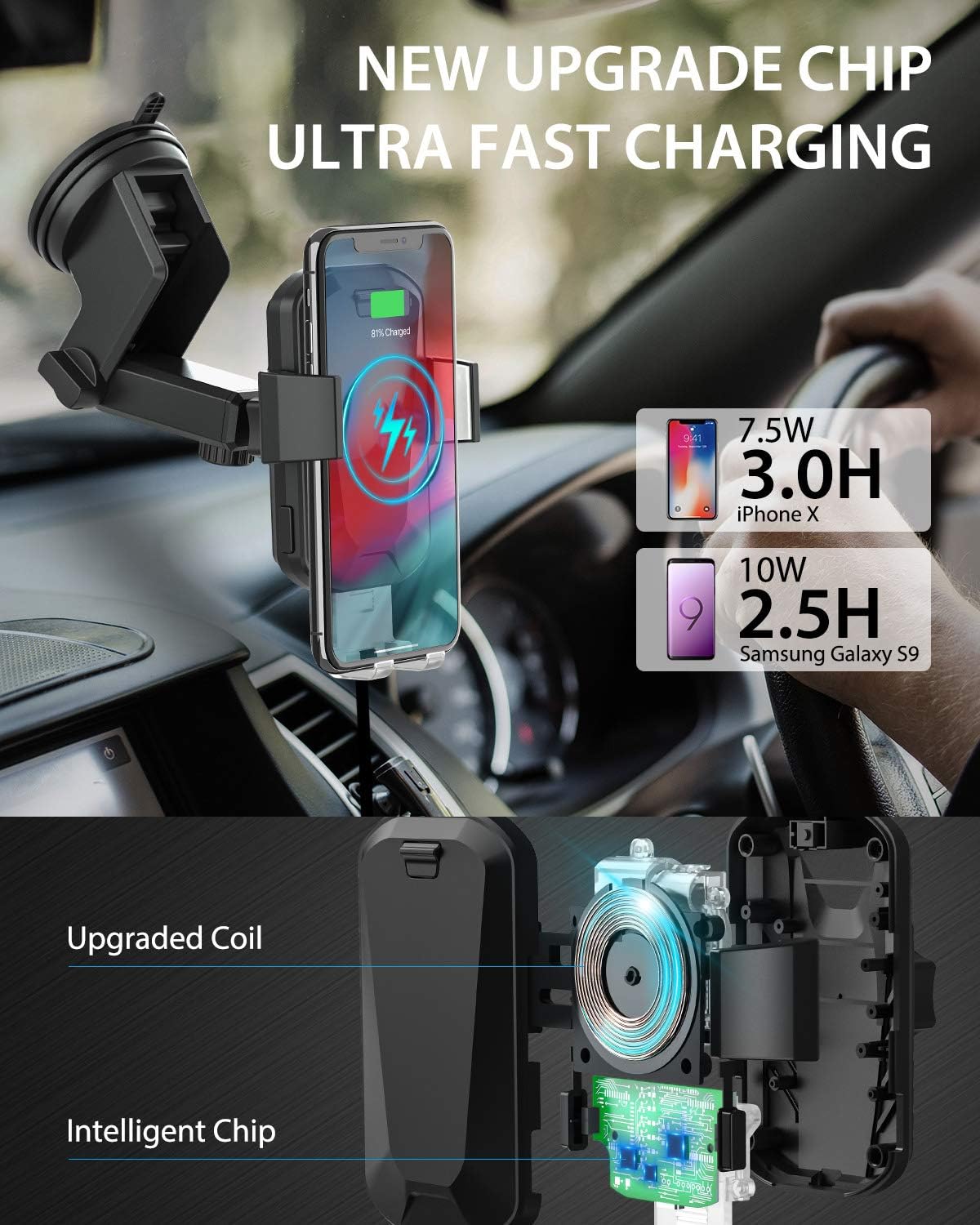 Discount Wireless Car Charger, CHGeek 10W Qi Fast Charging Auto Clamping Car Mount Windshield Dashboard Air Vent Phone Holder for iPhone 11 11 Pro Max Xs MAX XS XR X 8+, Samsung Galaxy S10+ S9+ S8 Note 9, etc Discount 70% Wireless Car Charger, CHGeek 10W Qi Fast Charging Auto Clamping Car Mount Windshield Dashboard Air Vent Phone Holder for iPhone 11 11 Pro Max Xs MAX XS XR X 8+, Samsung Galaxy S10+ S9+ S8 Note 9, etc