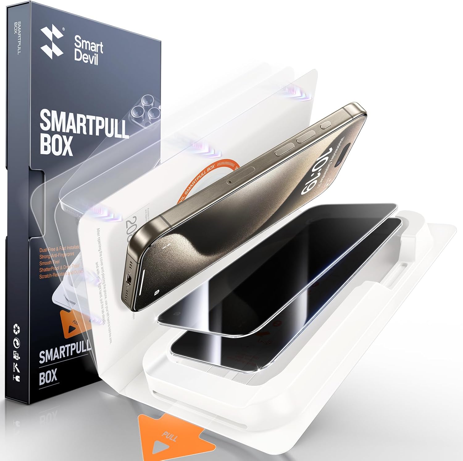 SMARTDEVIL 2 Pack for iPhone 15 Pro Max Privacy Screen Protector, Military Grade Shatterproof, 9H Hardness, Anti-Spy Tempered Glass, Fast & Easy Instlltion, Case Friendly