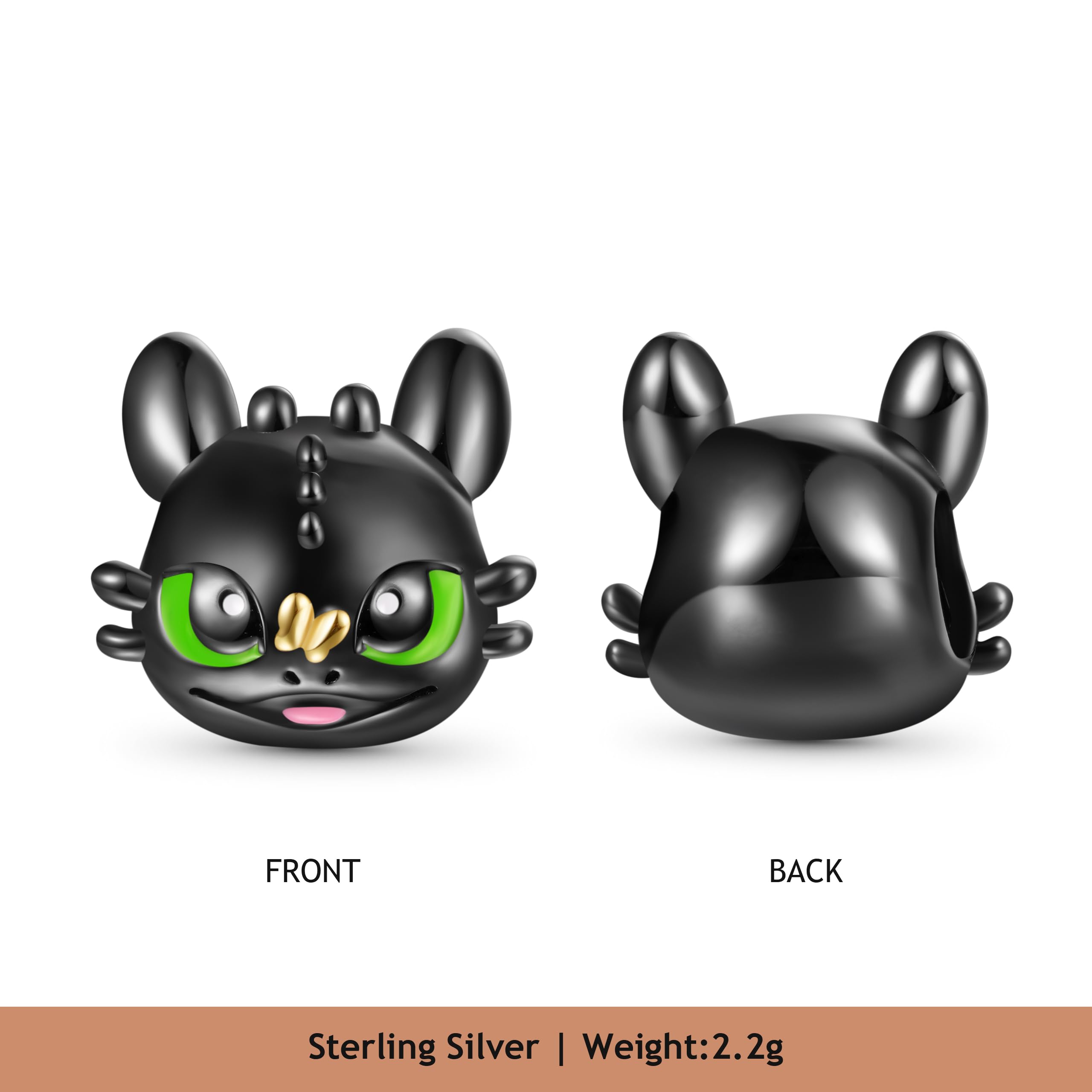GNOCE How to Train Your Dragon Toothless Schwarz Drachen Charm Anhänger S925 Sterling Silber Charm Perlen für Armband Halskette Schmuck Geschenk für Damen Herren