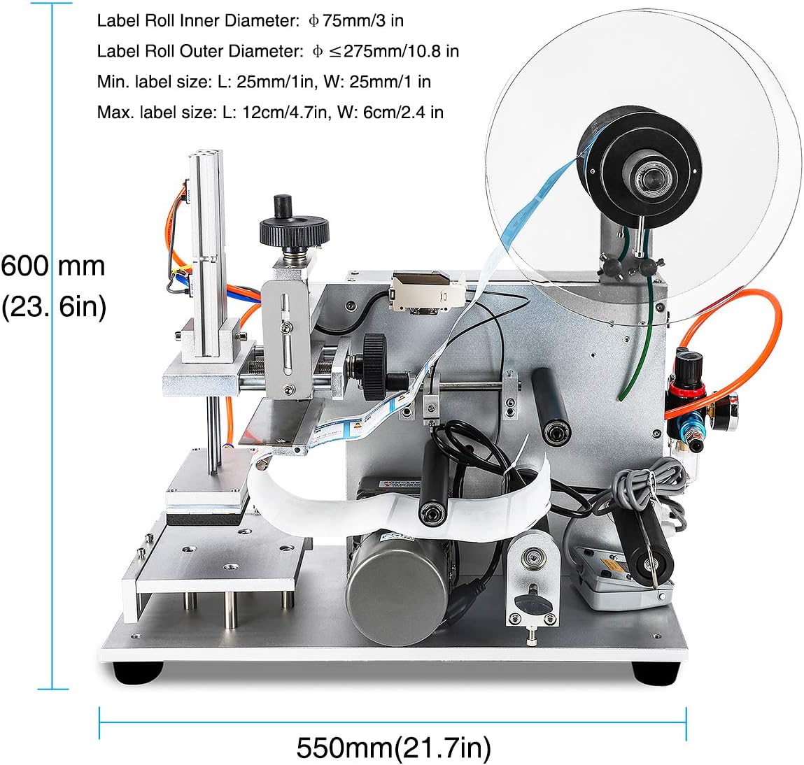 Hanchen Semi-Automatic Plane Labeling Machine, Adjustable Labeler Label Applicator Machine for Flat Plane Square Bottle Label Width 25-60mm Length ...
