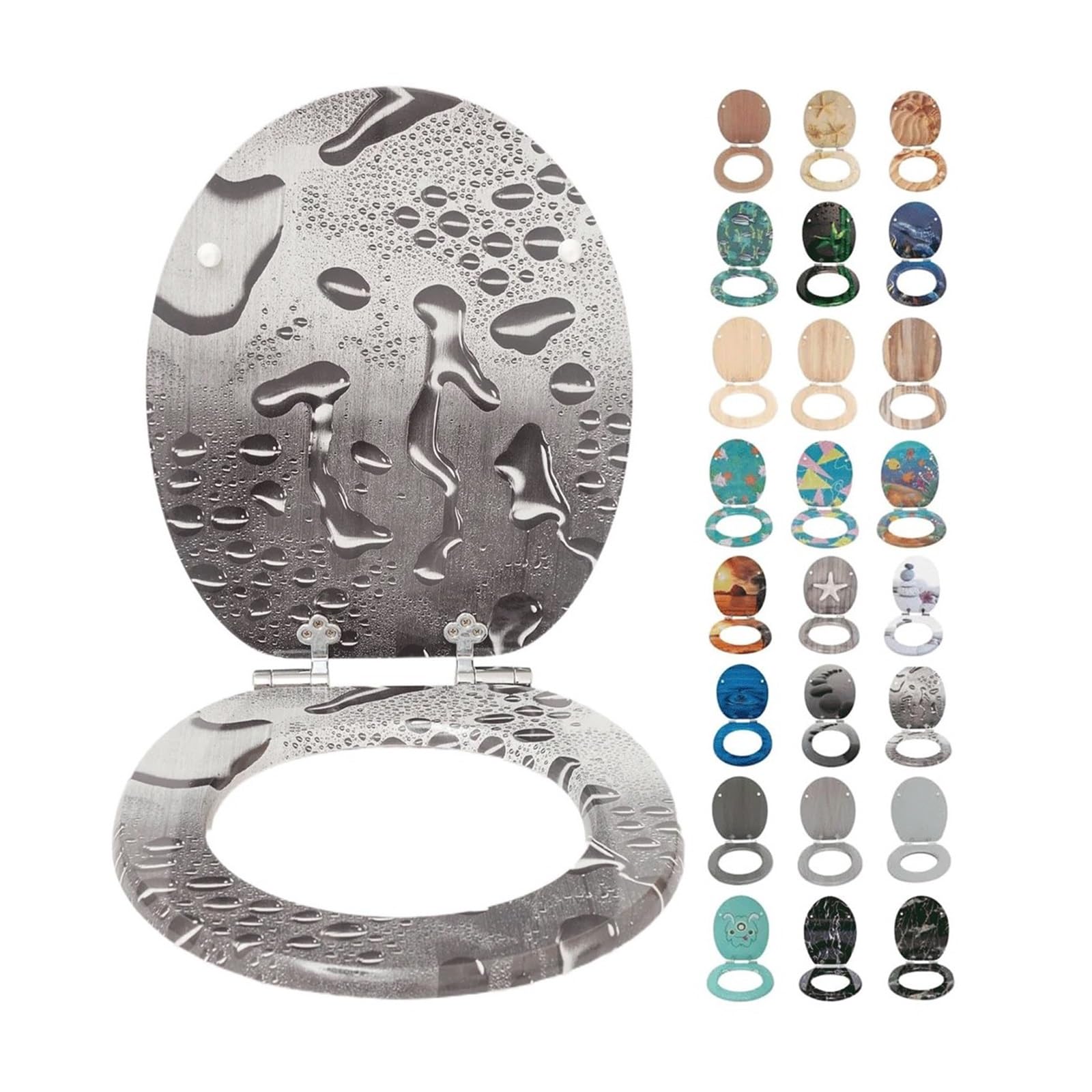 Tapa Wc Cierre Suave Asiento de inodoro con núcleo madera MDF y cierre, diseños multicolor, un elemento esencial for el baño estilo (paquete 1)(Color07)