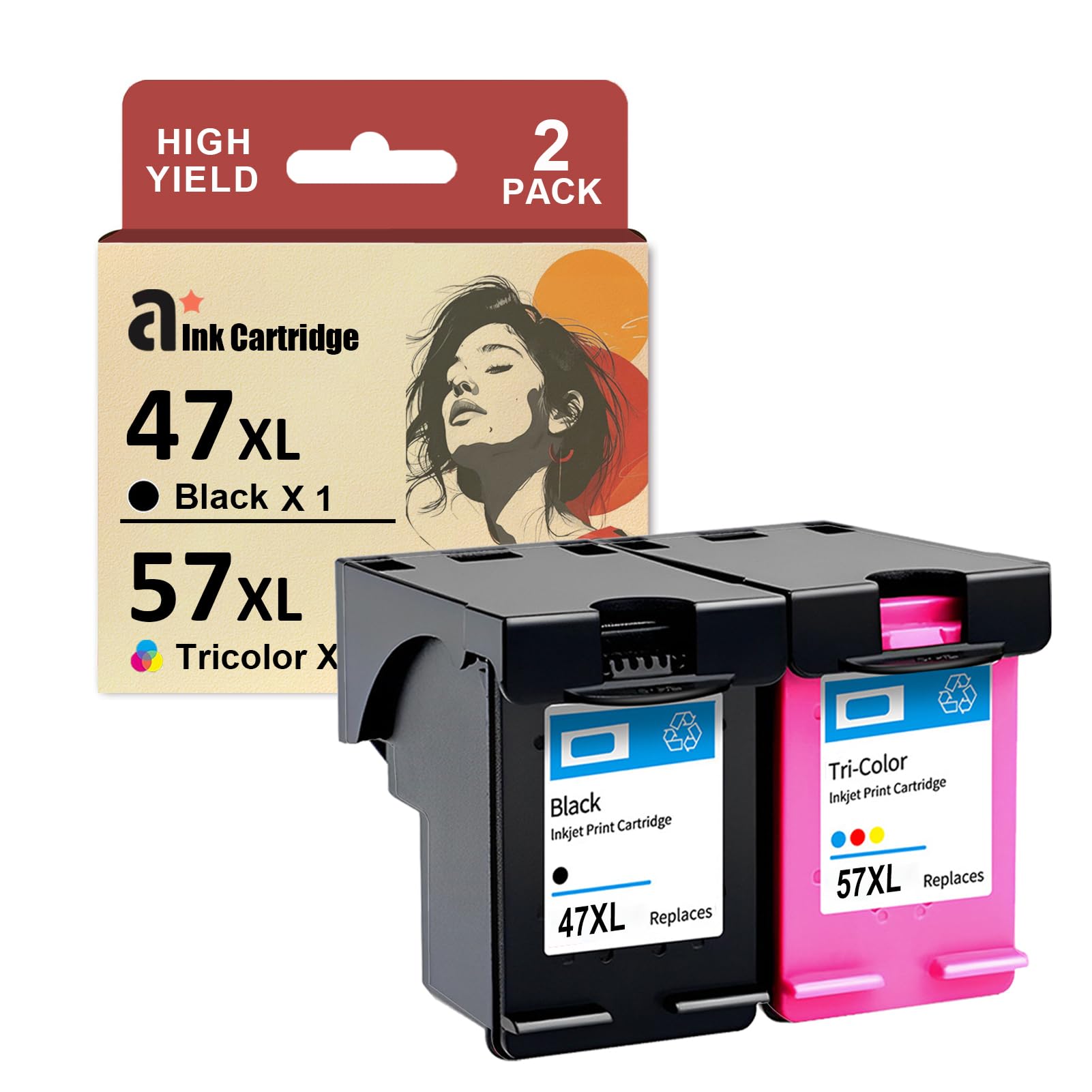 ADFZAT PG-47XL CL-57XL Ink Cartridges Combo Pack Replacement for Canon PG-47 CL-57 XL Ink Cartridge Compatible for Canon Pixma E400 E410 E417 E460