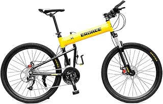 QMMD 26-Inch/29-Inch Mountain Bikes, Men's Foldable Frame Bicycle, Adult Aluminum Frame Mountain Trail Bike, 24-27-30-Speed Hardtail Mountain Bike, Anti-Slip Bikes,26 Inch yellow,30 speed