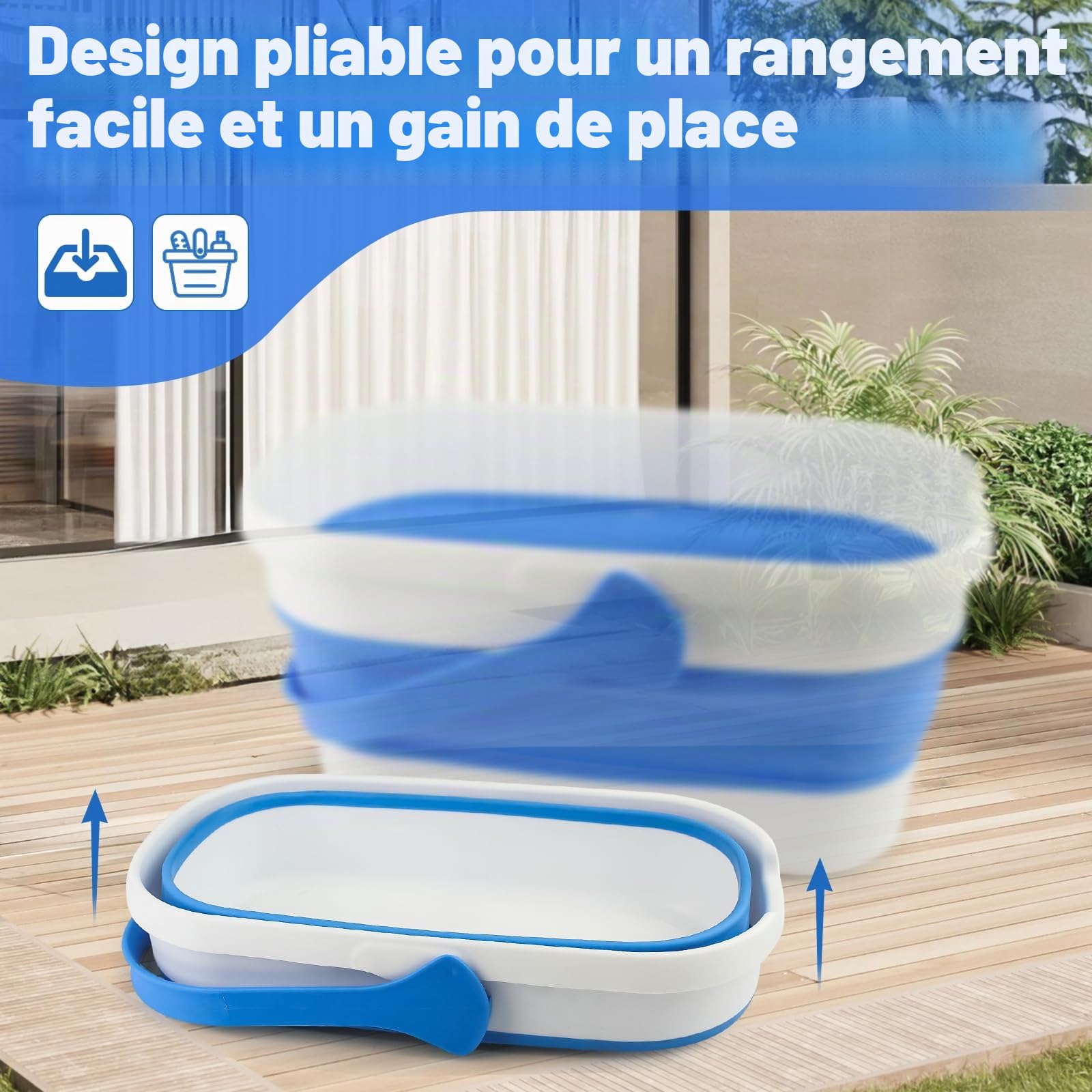 Window Cleaning Kit with 12 Litre Collapsible Bucket, 14" Window Squeegee and 15" Scrubber with 61" Long Handle, Window Cleaning Equipment for the