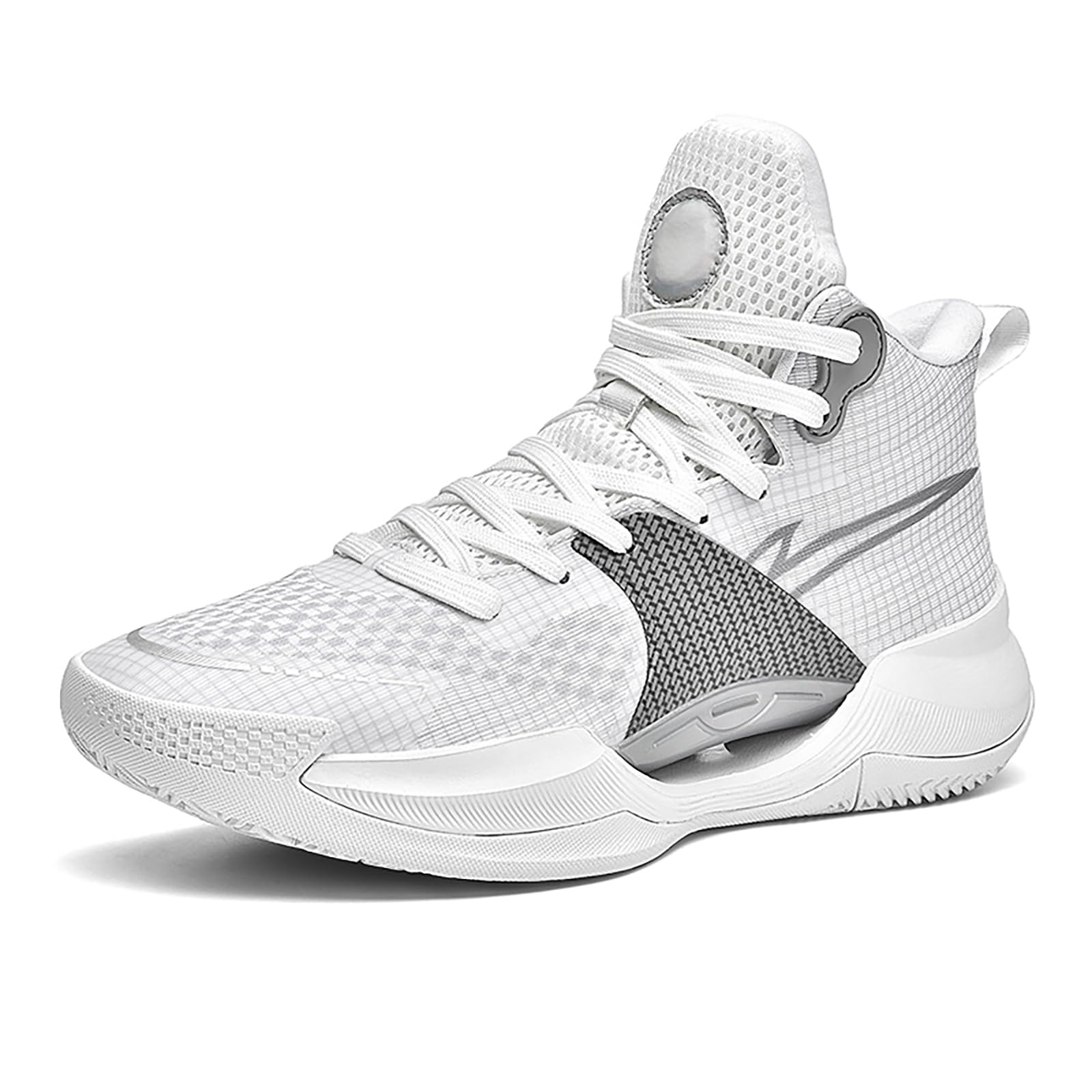 Scarpe da basket alte da uomo con lacci sportivi in ​​rete leggera, intersuola ammortizzata, supporto elevato della caviglia, trazione duratura