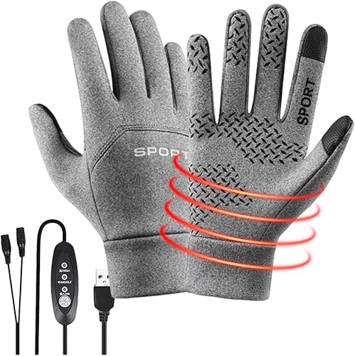 Miniatura 7 de Guantes eléctricos Ropa de mano con calefacción USB, interior de forro polar impermeable a prueba de viento Ciclismo al aire libre, deportes de