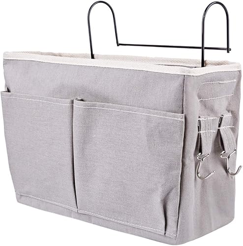 Miniatura 4 de Kedoung - Paquete de 2 organizadores de mesita de noche para colgar con gancho, bolsillo de almacenamiento para cama para dormitorio, habitación de