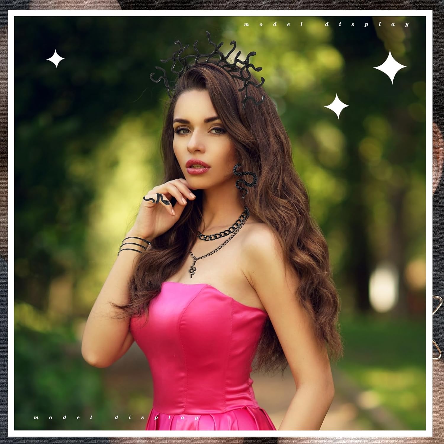 8 Pcs Medusa Snake Accessories Set for Women Medusa Headpiece Jewelry Necklace Earrings Armband Rings for Halloween Party Accessory - Image 7