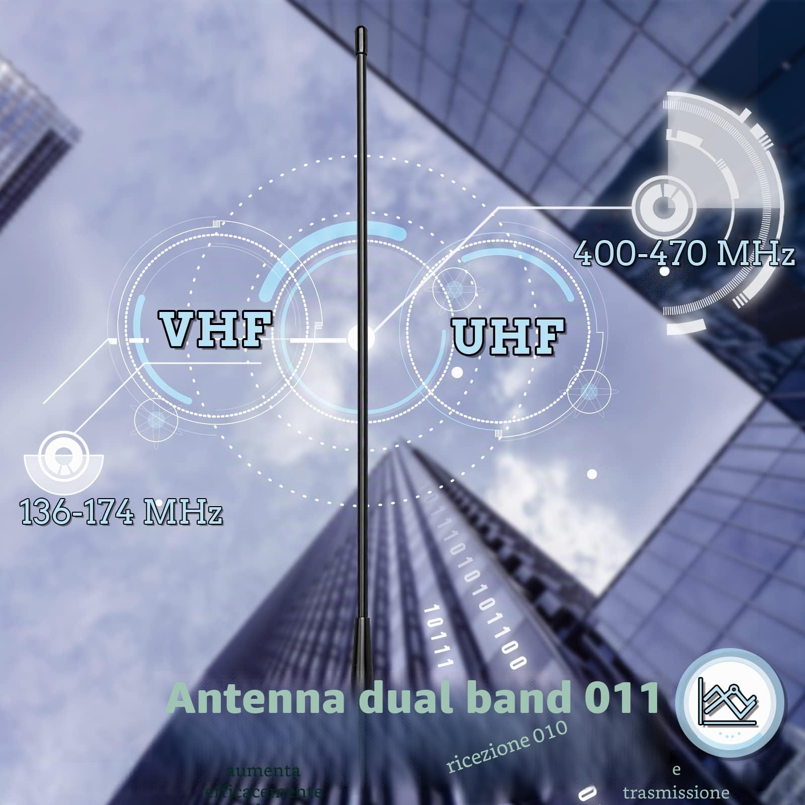 Retevis RHD771 Antenna Ricetrasmittenti Elite Frusta 38CM SMA-F Doppia Banda 144/430 MHz Compatibile con Baofeng UV-5R