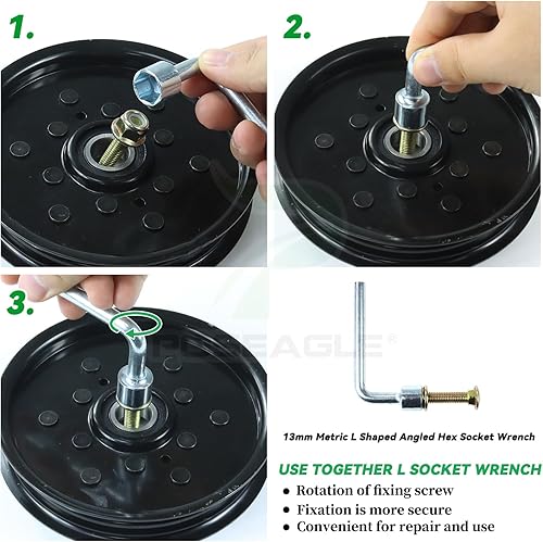 Miniatura 7 de La polea tensora AM106627 reemplaza la polea tensora John Deere AM106627 Polea, John Deere AUC16698 Polea tensora John Deere, AM121602 para John