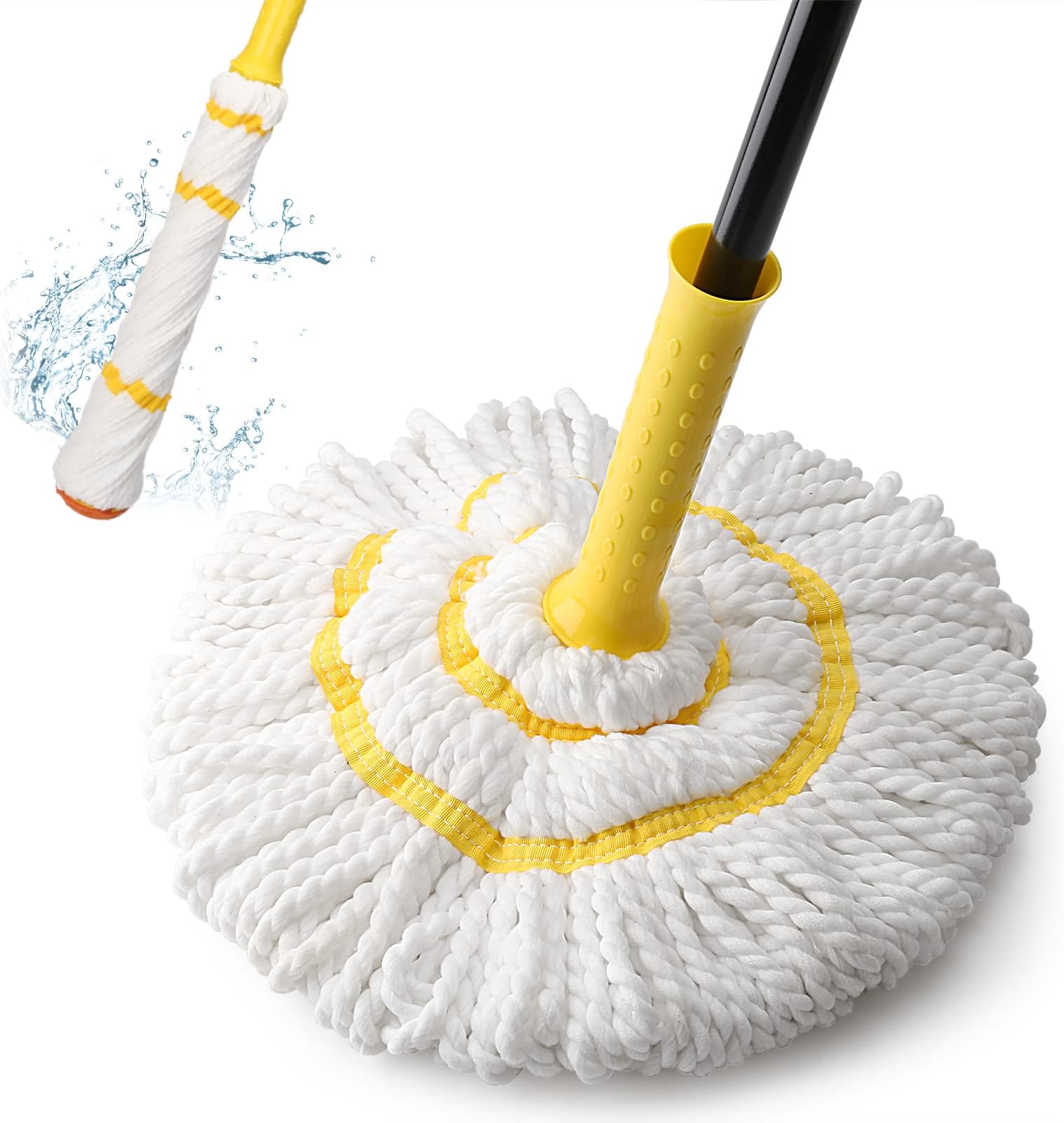 Self Squeeze Twist Mop for Floor Cleaning Long Handle Microfiber Floor Mop with Top Polishing Pad for Kitchen Hardwood Restaurant Bathroom Garage Warehouse Office 57"