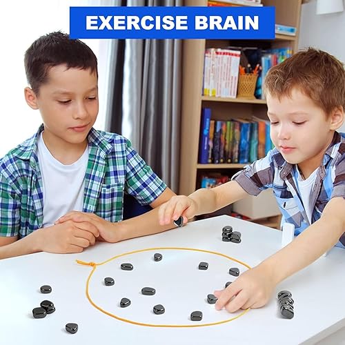 Miniatura 5 de Juego de ajedrez magnético con 40 piedras de viaje, 3 cuerdas y bolsa de almacenamiento portátil, juego de mesa de estrategia para noche de juegos