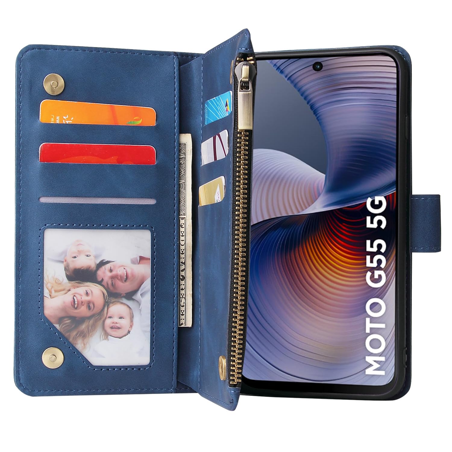 Asuwish Capa carteira compatível com Motorola Moto G55 5G