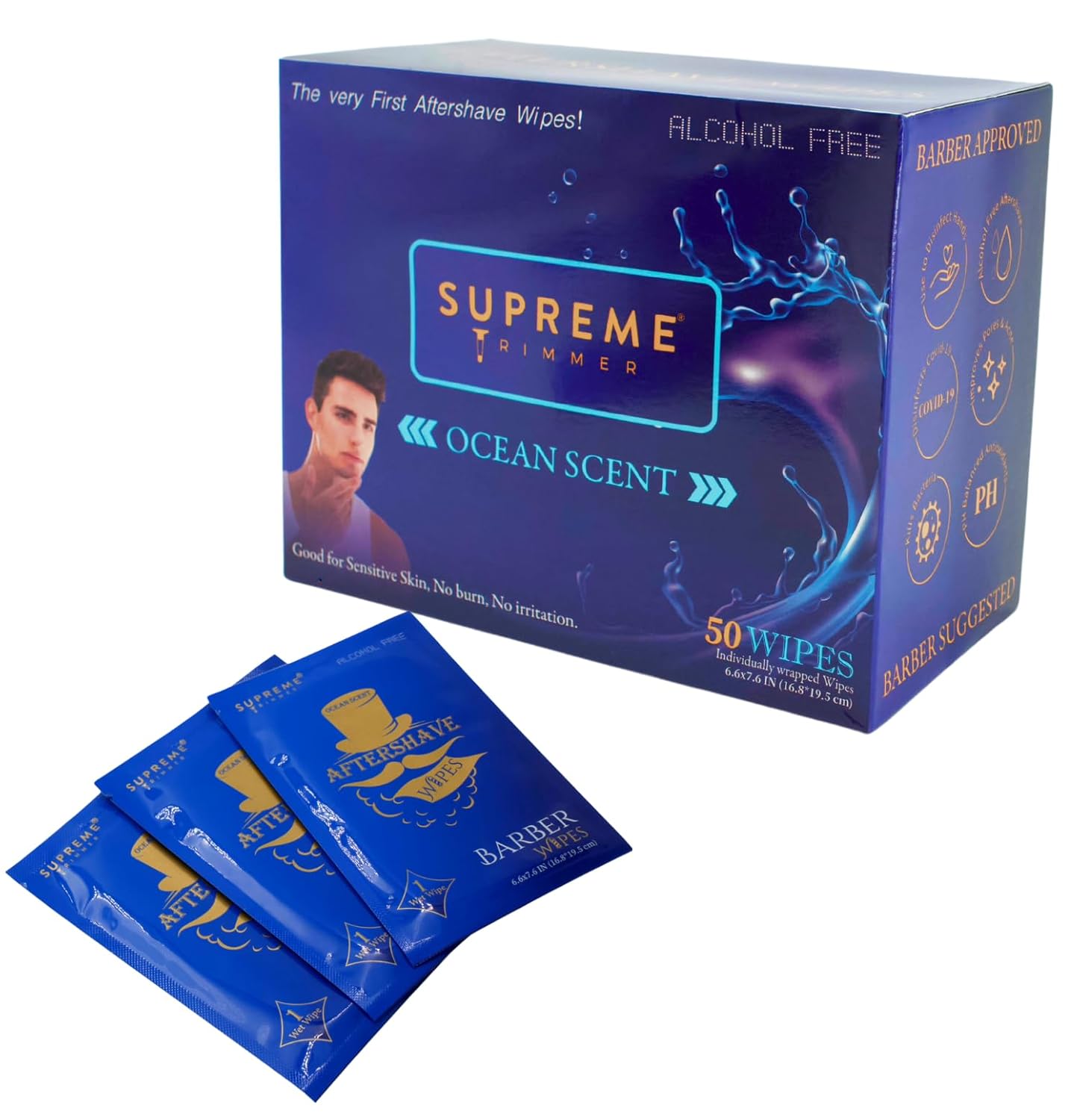 Supreme Trimmer 3in1 Barber Wipes Aftershave, Body & Face