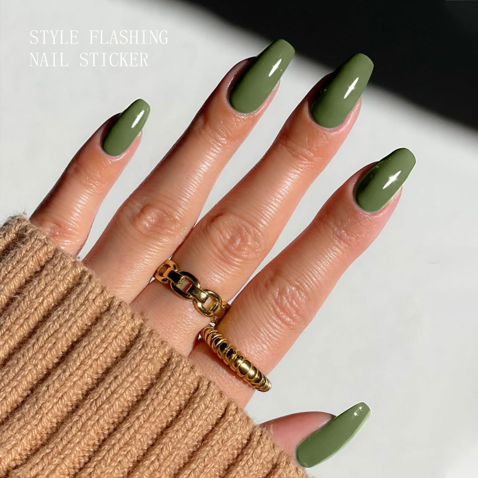 JMEOWIO Naklejka na paznokcie żel UV zielony kremowy żel do paznokci półutwardzone naklejki do paznokci Deco Nail Design Manicure