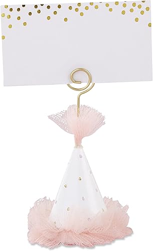 Kate Aspen Sombrero de fiesta (juego de 6) portatarjetas de lugar, blanco, rosa y dorado