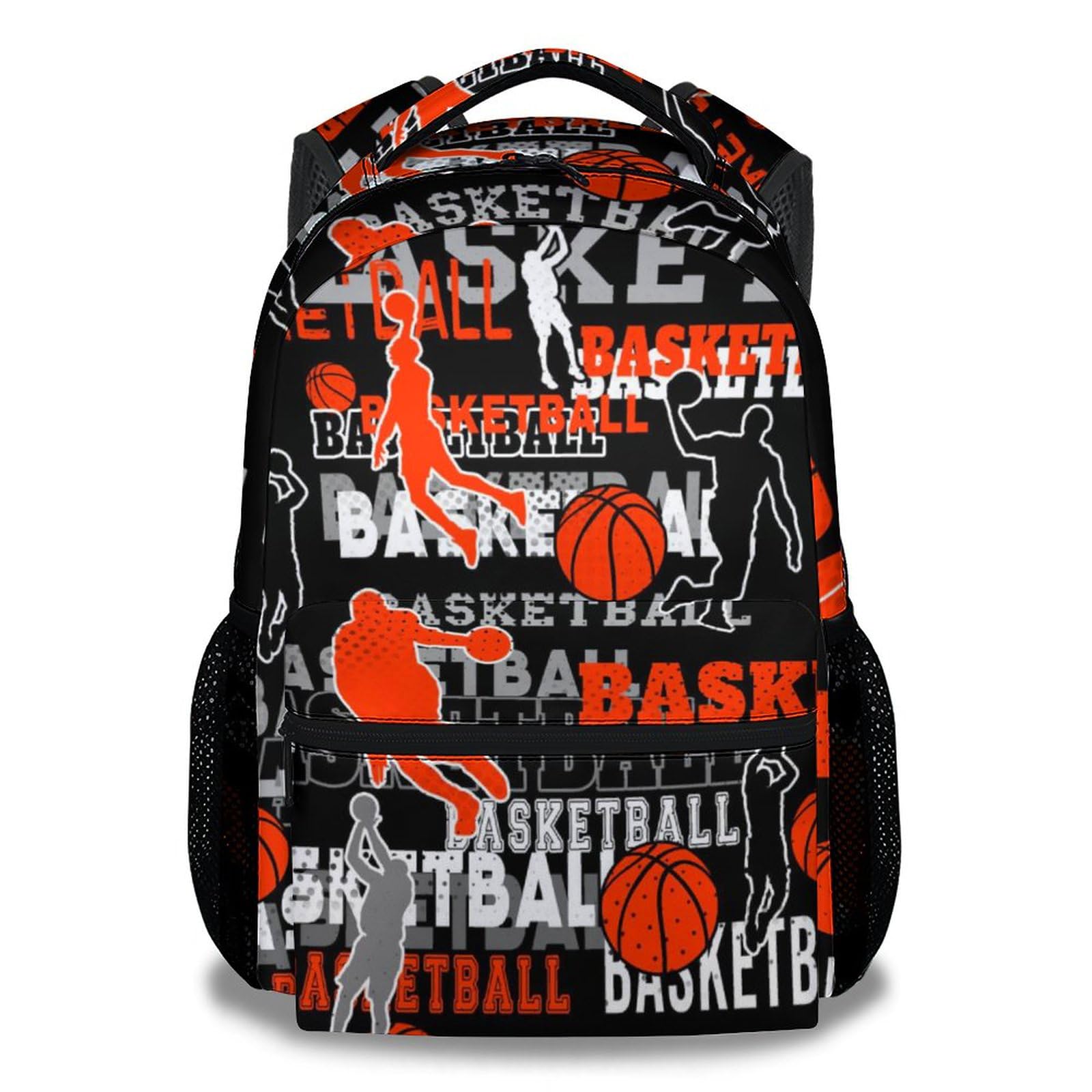 Mercuryelf Basketball Backpack for Boys Girls, 16 Inch Black Backpacks for School Travel, Cool Lightweight Bookbag for Kids