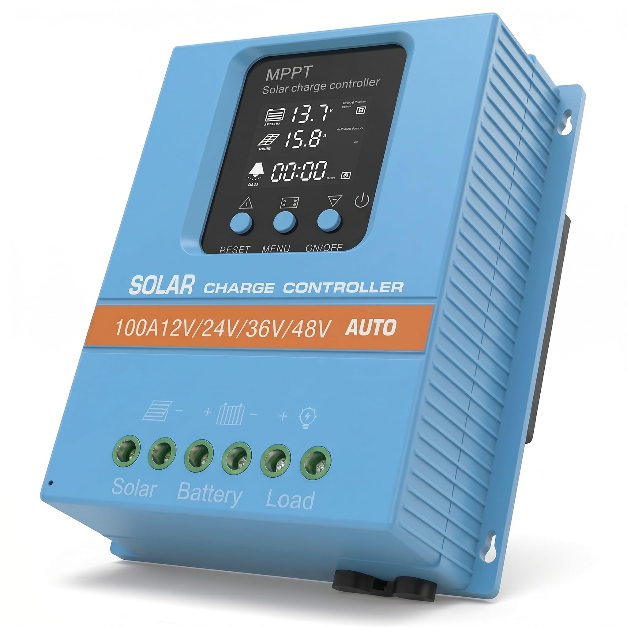 Regolatore Solare 100A MPPT/PWM Ibrido | Riconoscimento Auto 12V/24V/36V/48V | Display LCD & Dual USB | Per Batterie Litio (LiFePO4) & Piombo | Ideale per Camper, Casa e Giardino