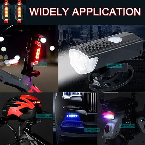Miniatura 5 de Juego de luces recargables para bicicleta, luz trasera de bicicleta ultra brillante para montar por la noche, faro delantero y trasero esencial,