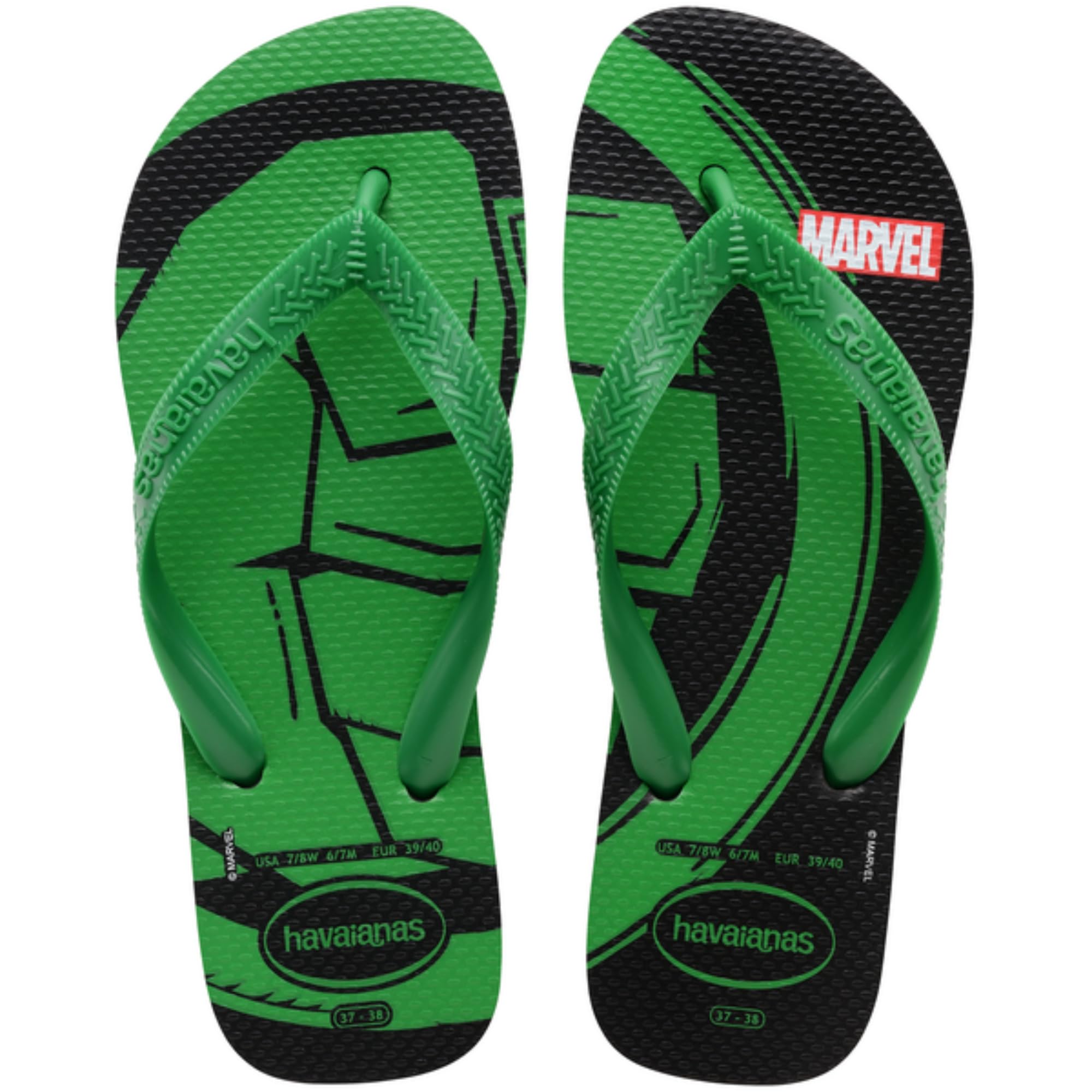 Havaianas Top Marvel Logomania FlipFlop Hombre Black / Patria Green 41 EU