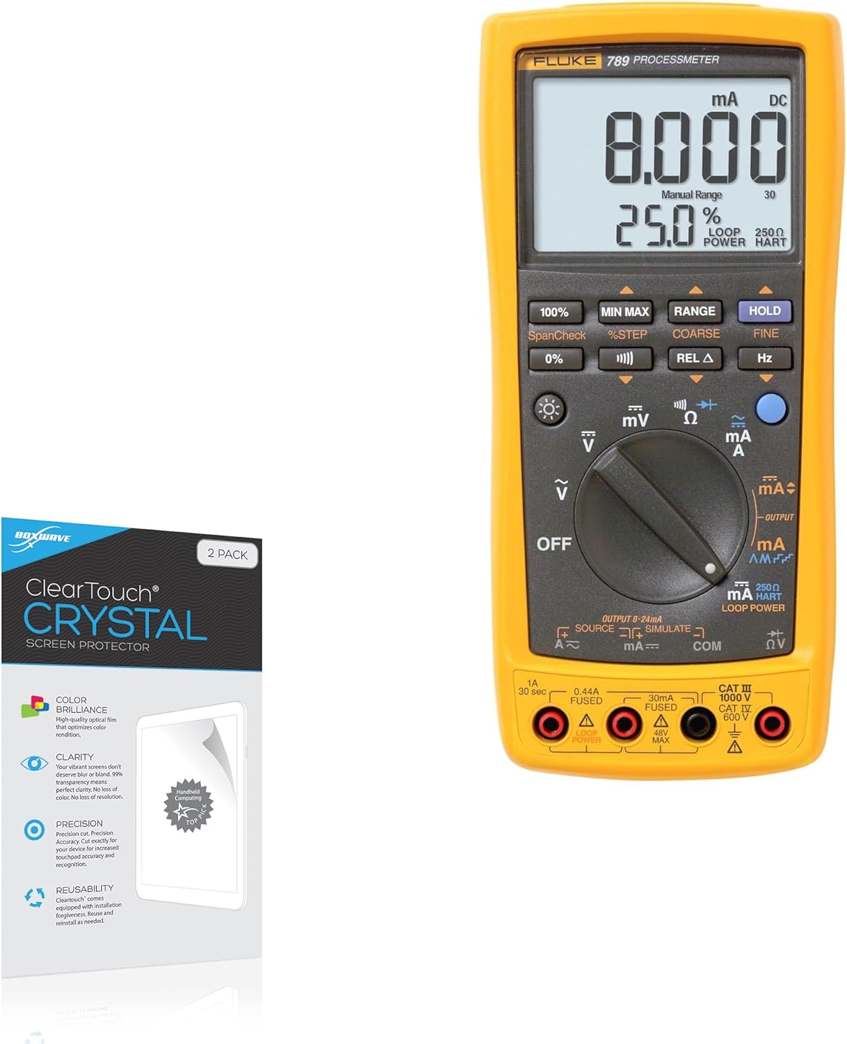 BoxWave Screen Protector Compatible with Fluke 789 - ClearTouch Crystal (2-Pack), HD Film Skin - Shields from Scratches