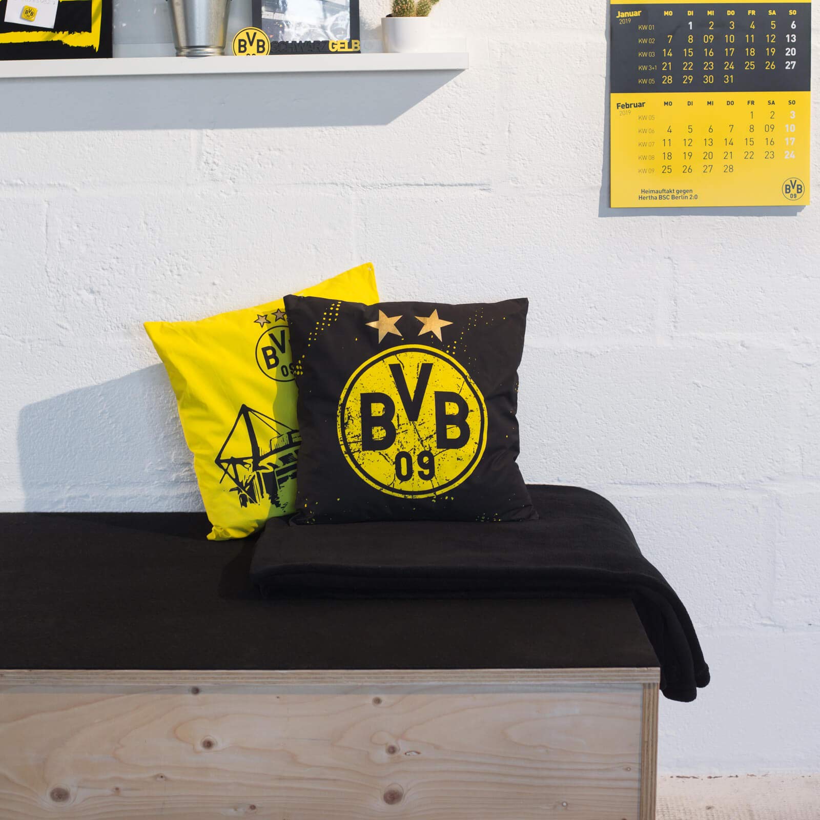 Cuscino Borussia Dortmund – 40x40 Cm – 100% Cotone Con Logo E Scritta – Morbido E Accogliente