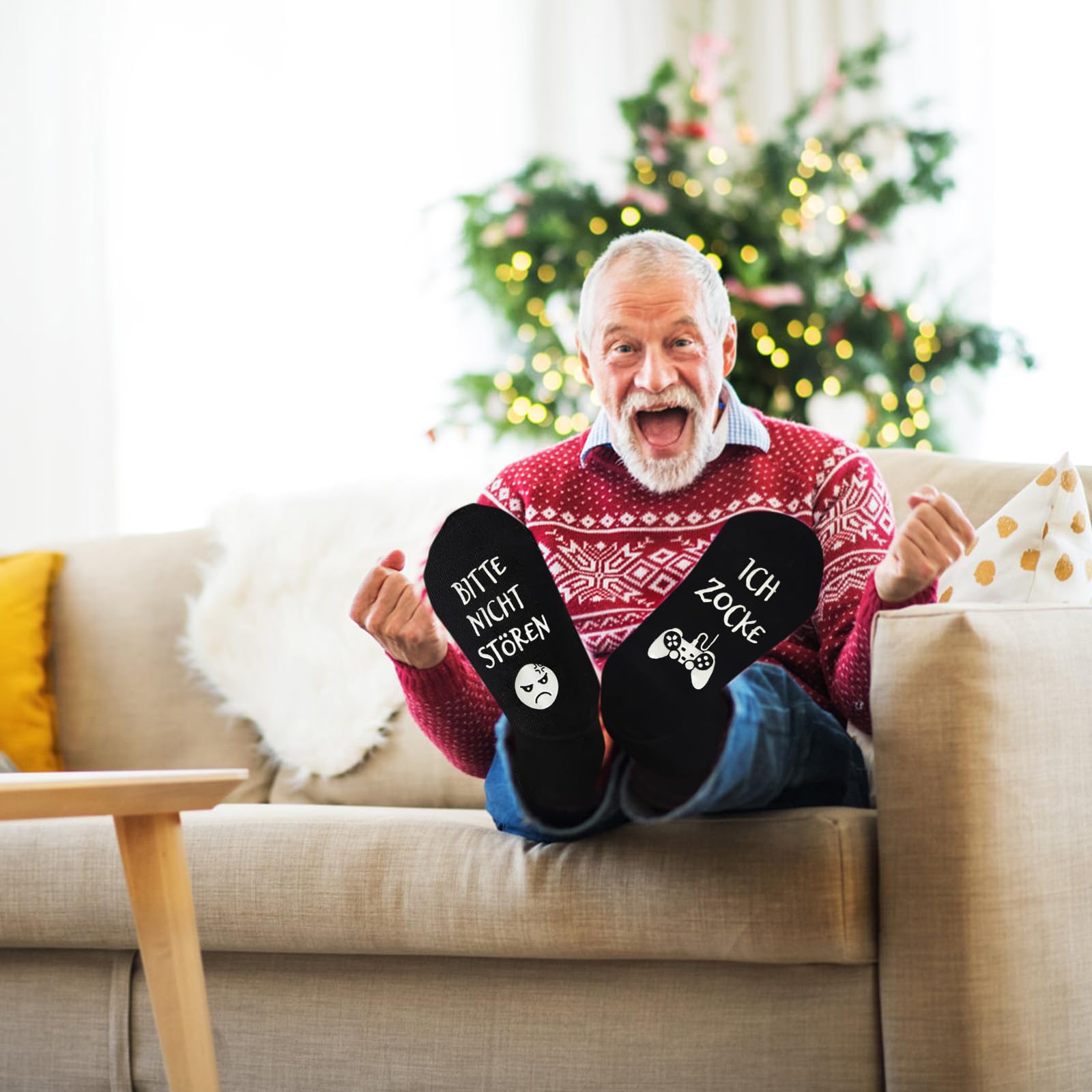 Chaussettes De Jeu, Chaussettes Amusantes, Cadeau Avec Inscription En Allemand « Bitte Nicht Stören Ich Zocke » - Chaussettes Amusantes Pour Hommes, Femmes, Noël, Thanksgiving, Anniversaire, Noir