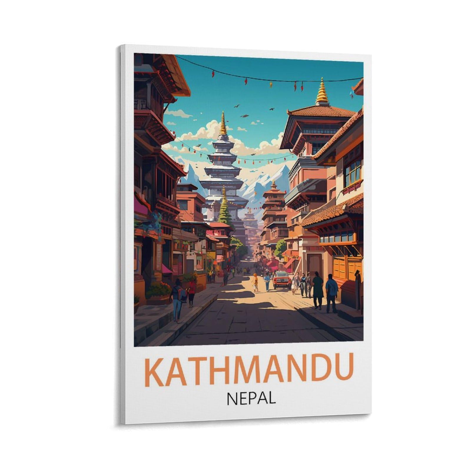 BAgLev Kathmandu Nepal Vintage Travel Posters 24x36inch(60x90cm) Canvas Art Poster And Wall Art Picture Print Modern Family Bedroom Decor Posters