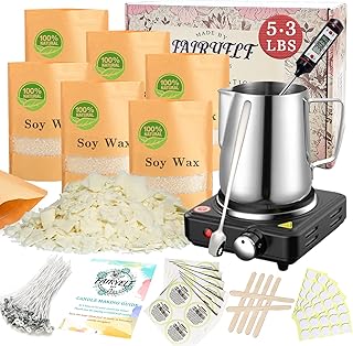 Candle Making Kit with Electronic Hot Plate, Candle Making Tools Supplies: 5.3Lb Bulk Organic Soy Wax for Candle Making, Melter Wax, Pouring Pot, Soy Wax Candle Kit for Beginners, Adults, and Kids