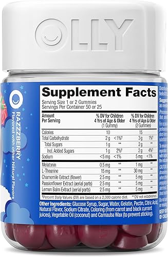 Miniatura 9 de OLLY Gomitas para dormir para niños, apoyo ocasional para dormir, 0.5 mg de melatonina, L teanina, manzanilla y bálsamo de limón, suplemento