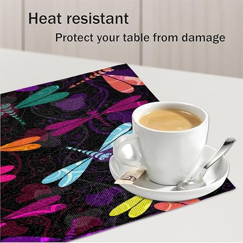 Miniatura 5 de Dragonfly Funny Placemats Set of 4 Table Mats Washable Placemat Waterproof Place Mats for Party Home Dining Table Decor 18x12 in
