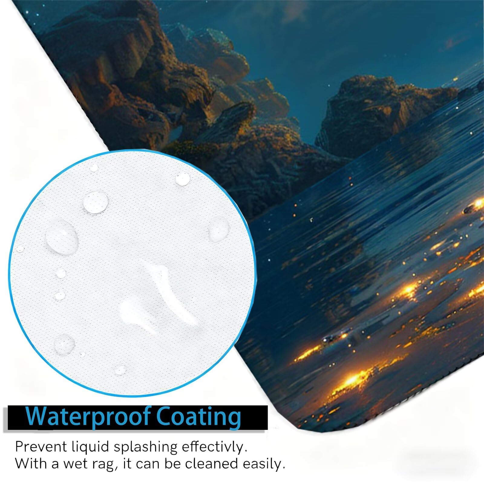 Tappetino Mouse Mare XL 1500x800x3mm Sottomano Scrivania Vista Notturna, Superficie Liscia Impermeabile, Accessori Ufficio Moderno, Tappeto Scrivania Grande Antiscivolo per Laptop, Macbook H0-1025