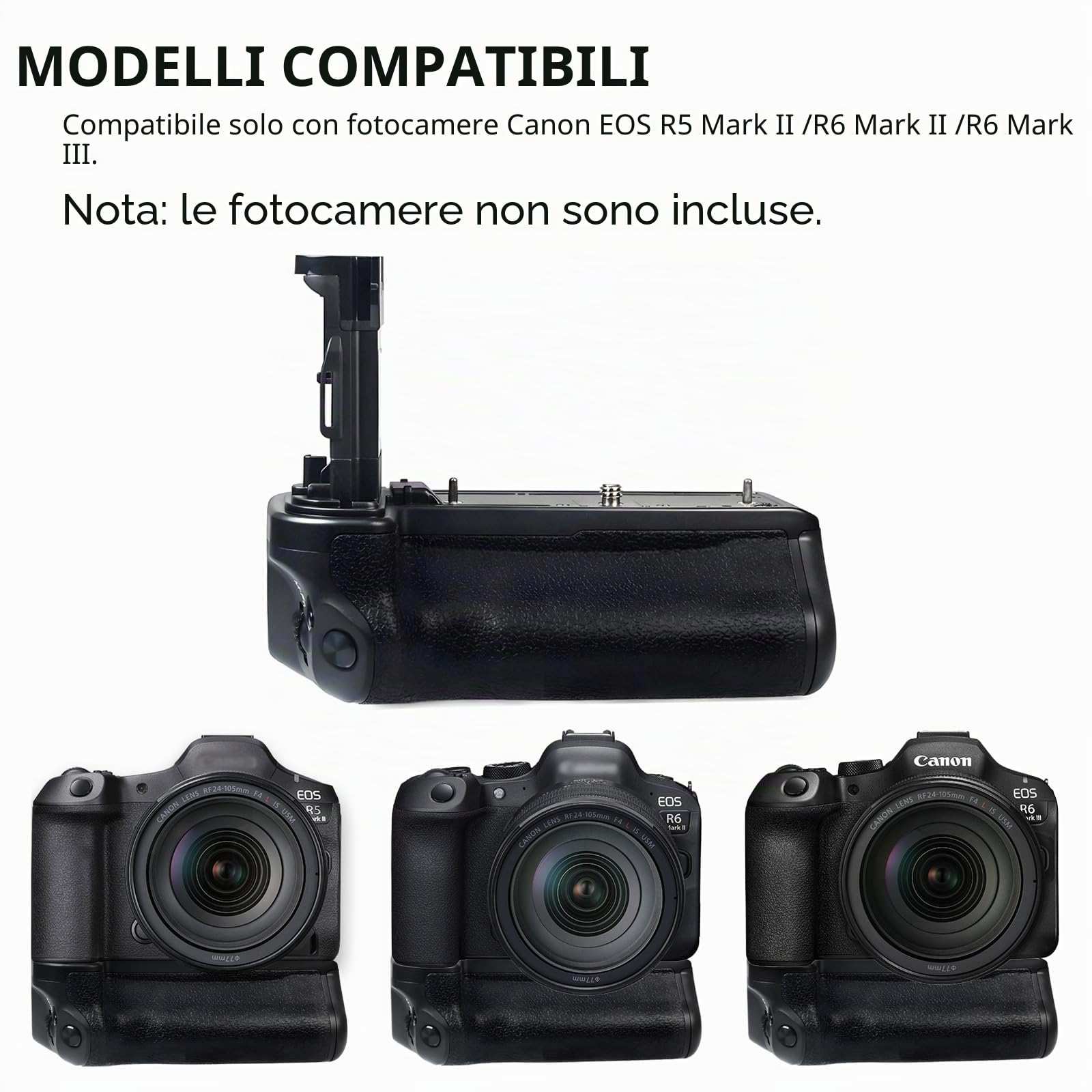 Battery Grip Hersmay Per Canon EOS R5, R6, R5C, R5II E R6II – Sostituisce BG-R20, Doppia Batteria LP-E6