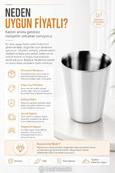 Transformacion 9'lu Paslanmaz Çelik Bardak Seti 210 ml, Kırılmaz Hafif Kamp & Piknik Bardağı, Outdoor Çelik Kupa 721530